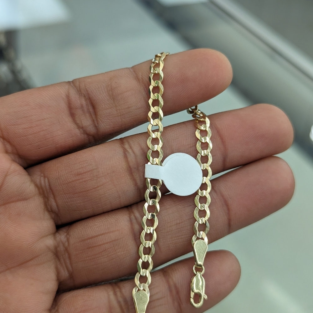 14kt Real Solid Gold Cuban Curb Bracelet - Picture 1 of 6